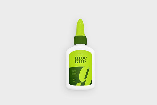 Facing Shot of Glue Bottle Mockup FREE PSD