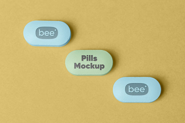 Facing View of Medicine Pills Mockup FREE PSD
