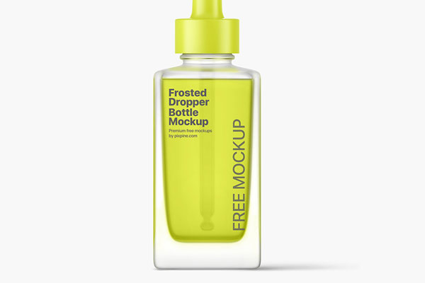 Front Sight of Frosted Square Dropper Bottle Mockup FREE PSD