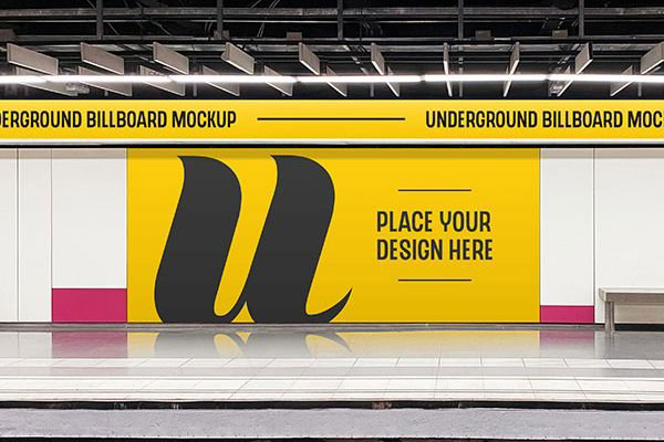 Front View of Underground Billboard Mockup FREE PSD