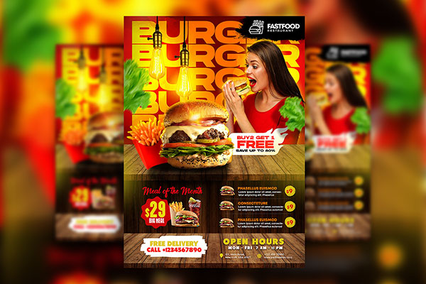 Lickerish Fast Food Business Promotion Flyer Template FREE PSD