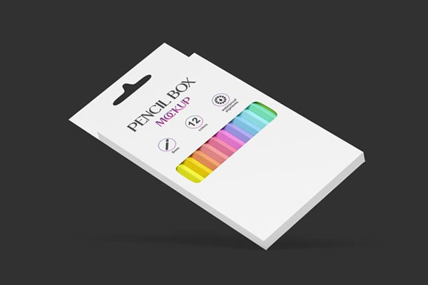 Pencil Box Mockup in Perspective Vision FREE PSD