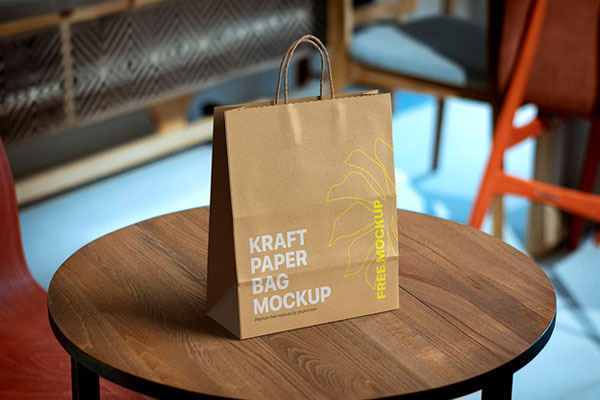 Perspective Shot of Kraft Paper Bag Mockup FREE PSD