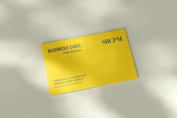 Perspective View of Business Card Mockup with Shadows FREE PSD