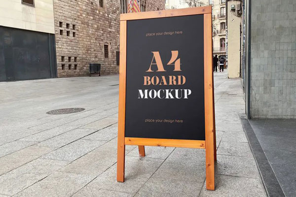 Perspective Vision of Standing Board Mockup FREE PSD