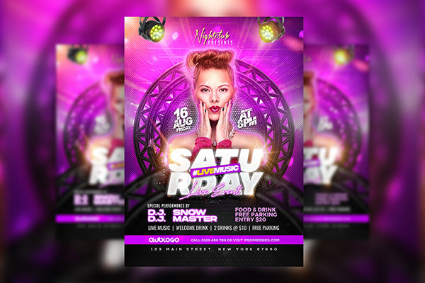 Purple Weekend DJ Club Party Event Flyer Template FREE PSD