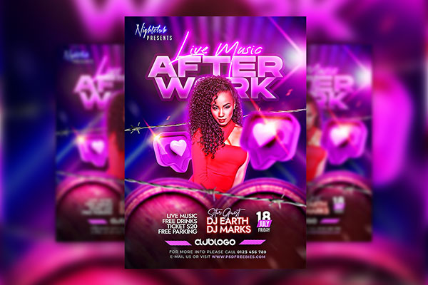 Shiny Purple Night Club Event Party Flyer Template FREE PSD
