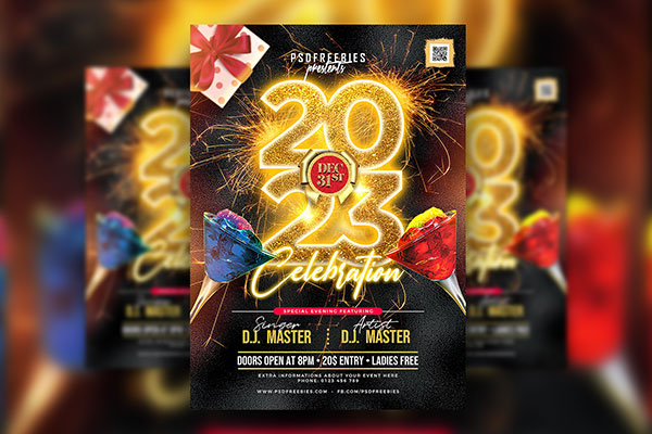 Striking New Year Celebration Party Flyer Template FREE PSD