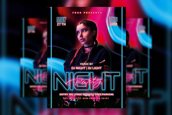 Stunning Modern Night Club Flyer Template FREE PSD