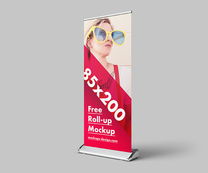 Three Rollup Mockup in Red Color FREE PSD