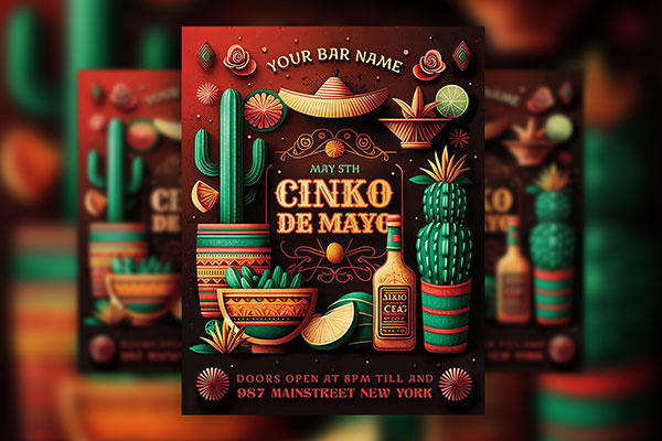 Traditional Cinco De Mayo Flyer / Instagram Post Template FREE PSD