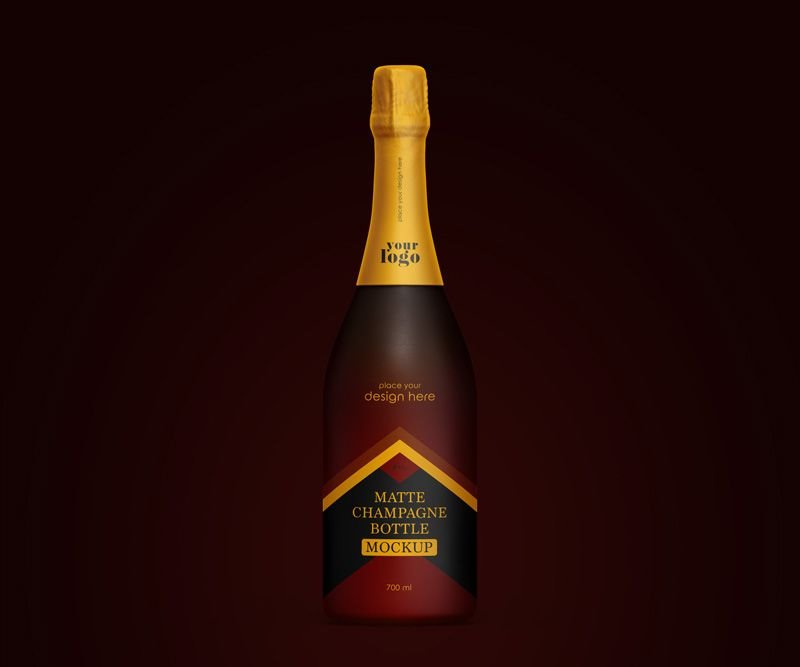 4 Showcases of Matte Champagne Bottle Mockup Free Download | Resource Boy