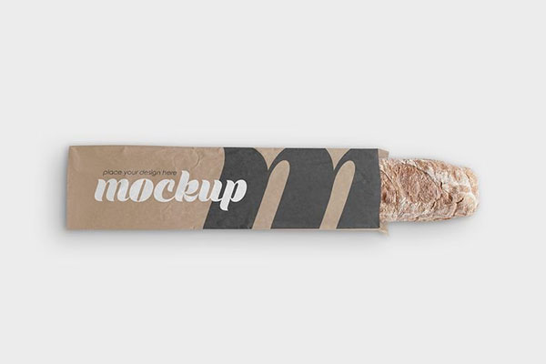 Baguette in Kraft Paper Bag Mockup in 2 Sights FREE PSD