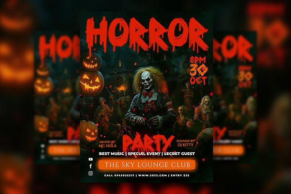 Bloody Horror Party Flyer / Instagram Post Template FREE PSD