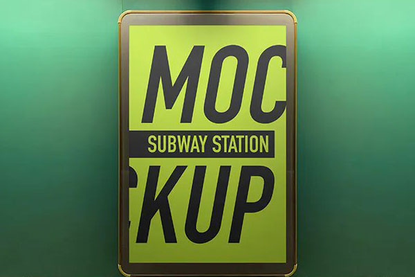 Front View of Subway Station Signage Mockup FREE PSD