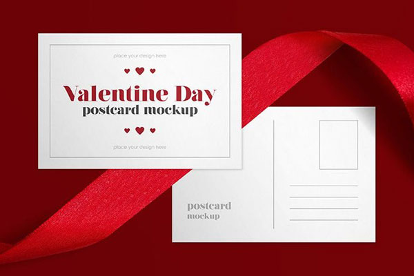 Front View of Valentines Day Postcard Mockup FREE PSD