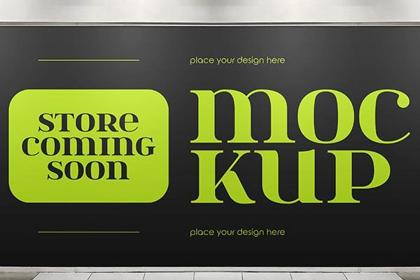 Front Vision of Coming Soon Signboard Store Mockup FREE PSD
