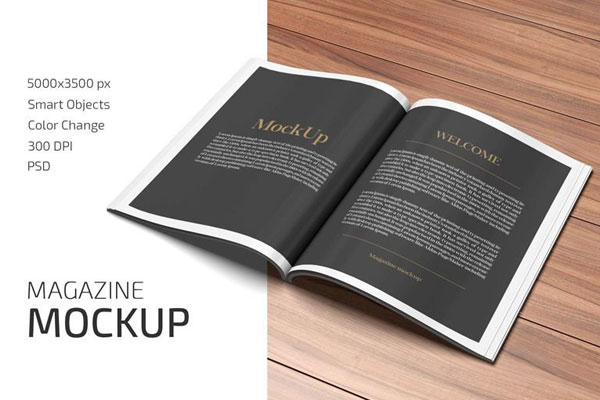 Perspective Sight of Magazine Mockup FREE PSD