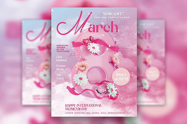 Pink International Women's Day Flyer / Instagram Post Template FREE PSD
