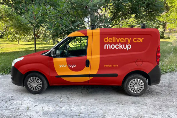 Side Show of Delivery Car Mockup FREE PSD