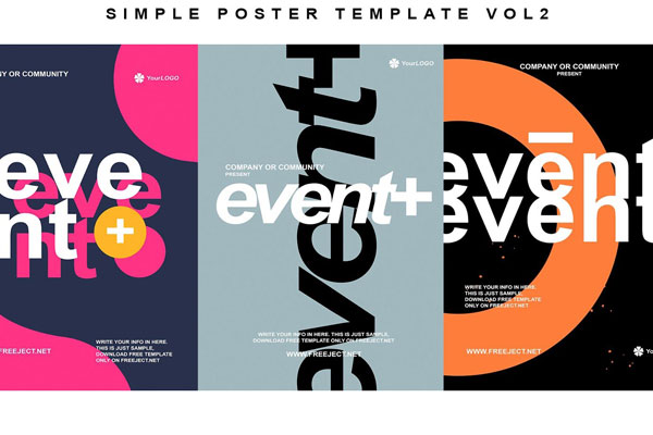 3 Colorful Simple Poster Template FREE PSD