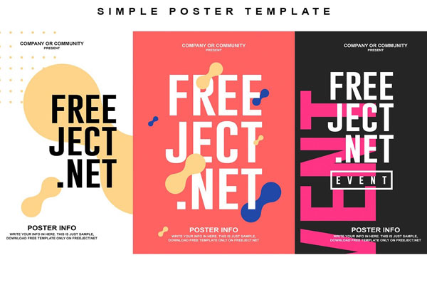 3 Colorful Simple Poster Template FREE PSD