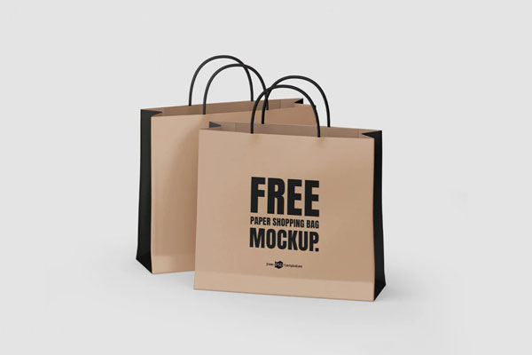 3 Shots of Paper Shopping Bag Mockup FREE PSD