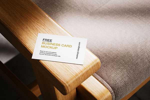 4 Shots of Business Card Mockup Lying on Armchair FREE PSD