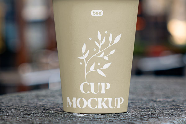 Close-up Sight of Paper Cup Mockup on Street Free Download | Resource Boy