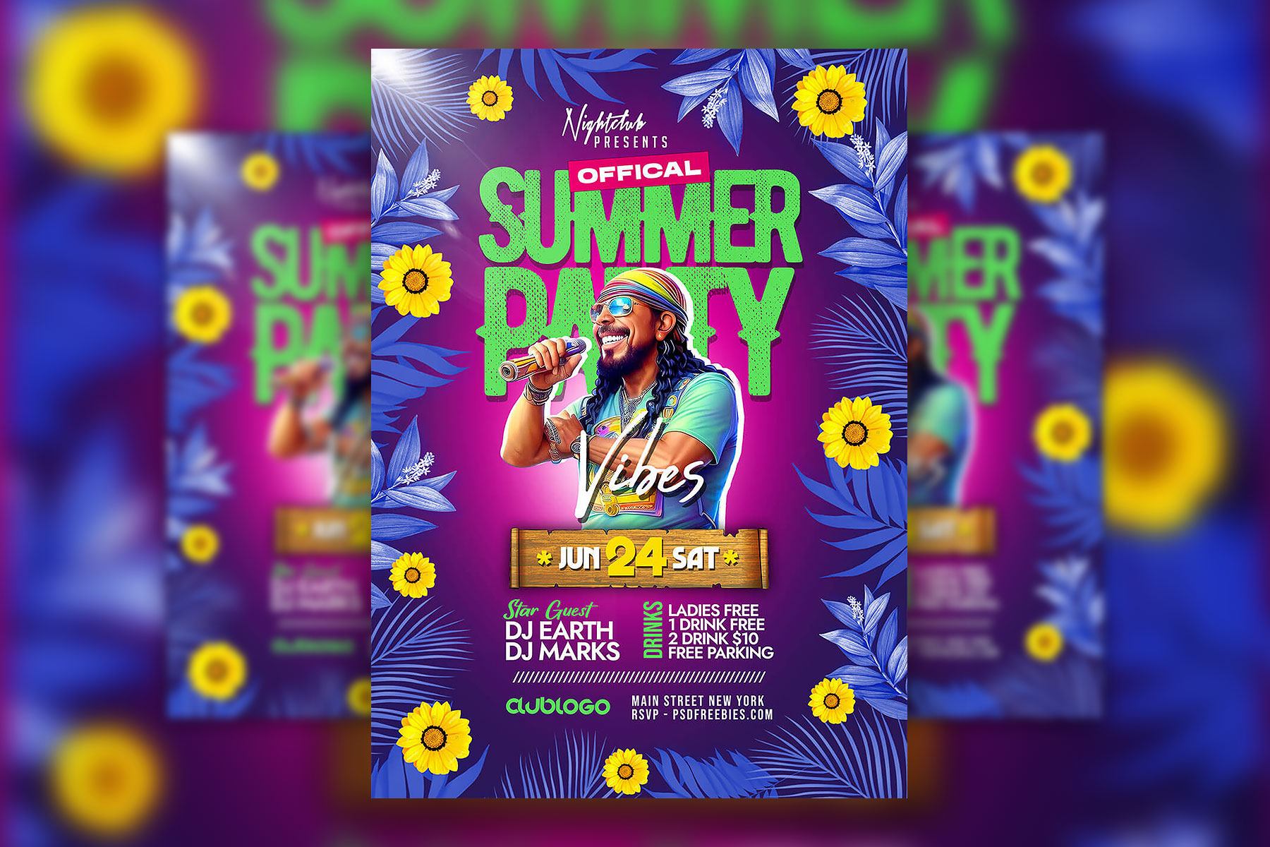 Colorful Summer Party Vibes Flyer Template Free Download | Resource Boy