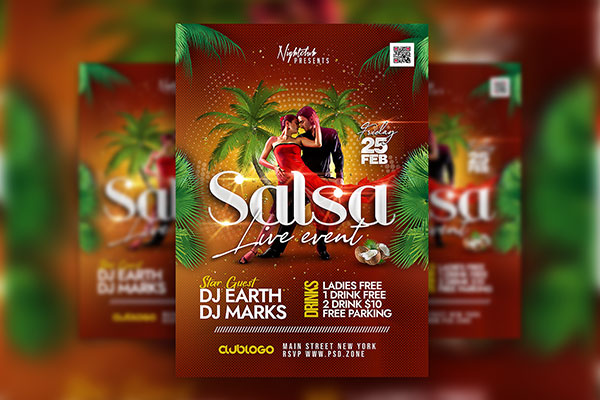 Dynamin Salsa Live Event Flyer Template FREE PSD