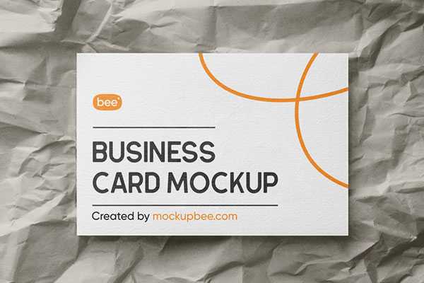 Facing View of Card Mockup on Crumpled Paper FREE PSD