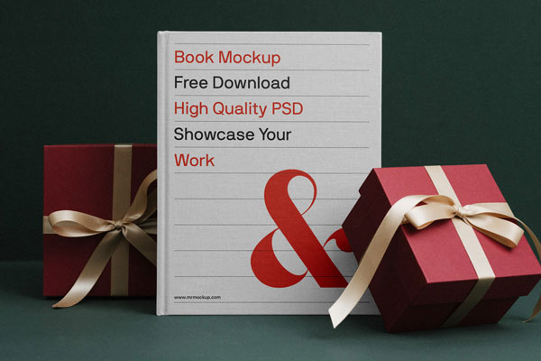 Facing View of Standing Book Mockup FREE PSD