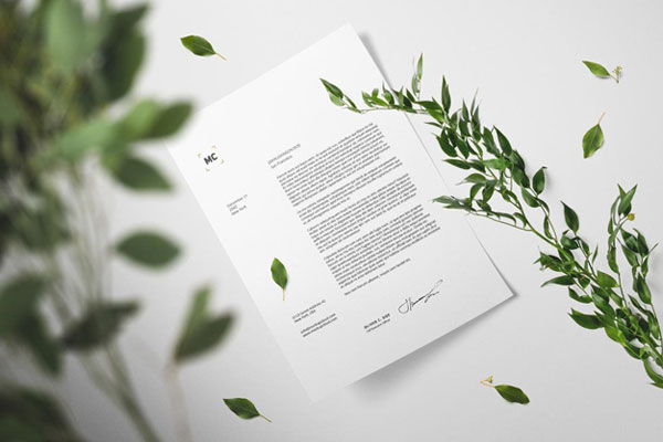Floral Letterhead Mockup in Perspective Sight FREE PSD