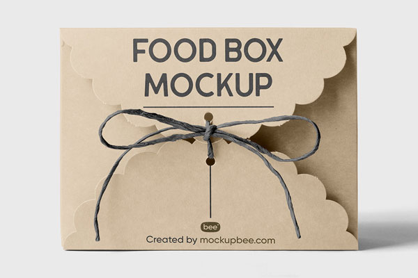 Front View of Decorative Food Box Mockup FREE PSD