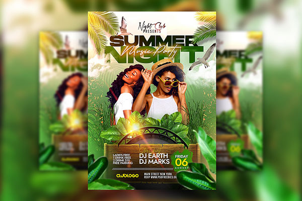 Hot Tropical Night Club Summer Party Flyer Template Free Download ...