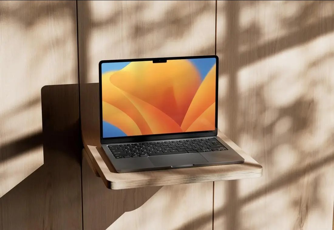 M2 MacBook Air Mockup in Perspective View FREE PSD