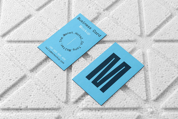Perspective View of Business Cards Mockup on Styrofoam Mockup FREE PSD