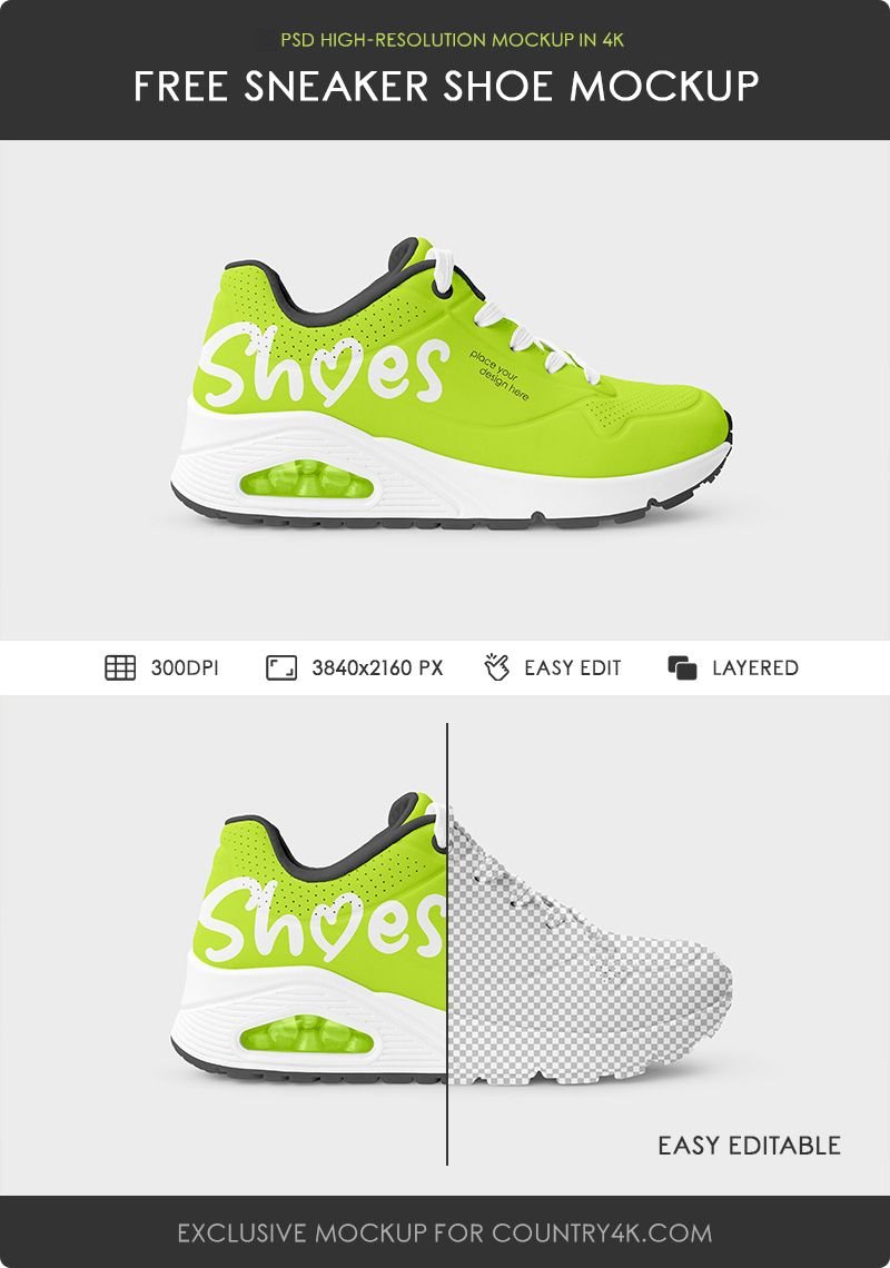 Sneaker Shoe Mockup in Side View FREE PSD