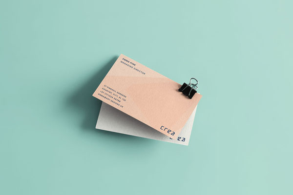 Top View of Business Card Mockup in Binder Clips FREE PSD