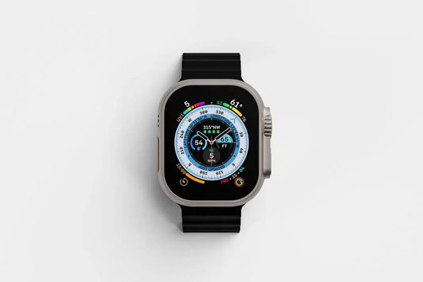 Top Vision of Apple Watch Ultra Mockup FREE PSD