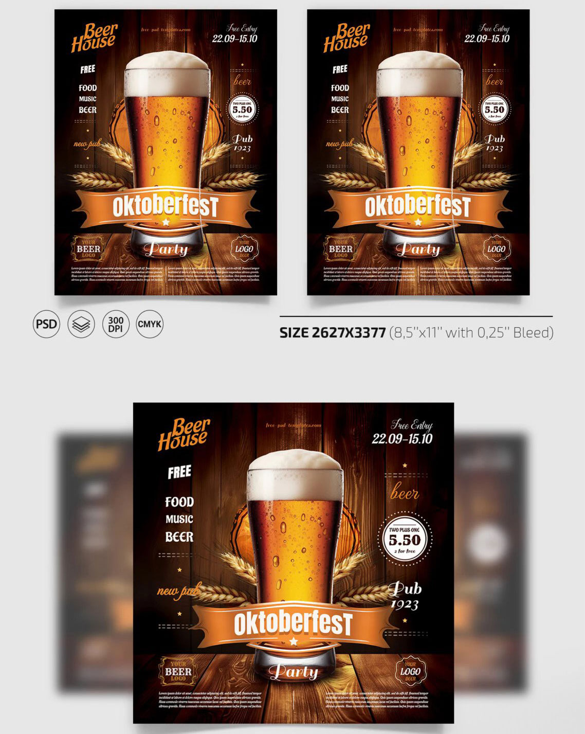 Wooden Oktoberfest Club Flyer / Instagram Post Template FREE PSD