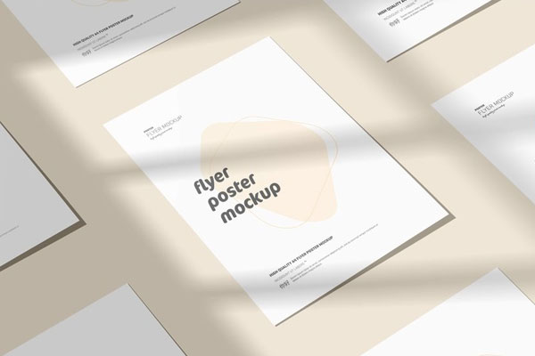 2 A4 Flyer / Poster Mockups with Shadow Overlay FREE PSD