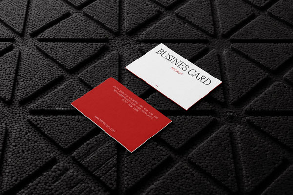 2 Business Cards in Perspective View Mockup Lying on Styrofoam FREE PSD