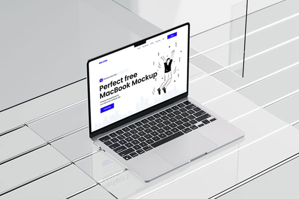 3 Macbook Mockups on Glass FREE PSD