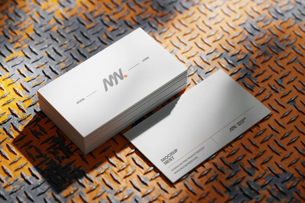 3 Shots of Business Card Mockup on Diamond Plate FREE PSD