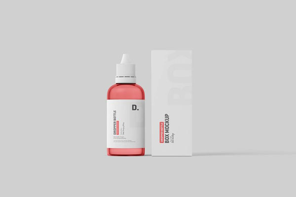 3 Shots of Dropper Bottle Mockup with Box FREE PSD
