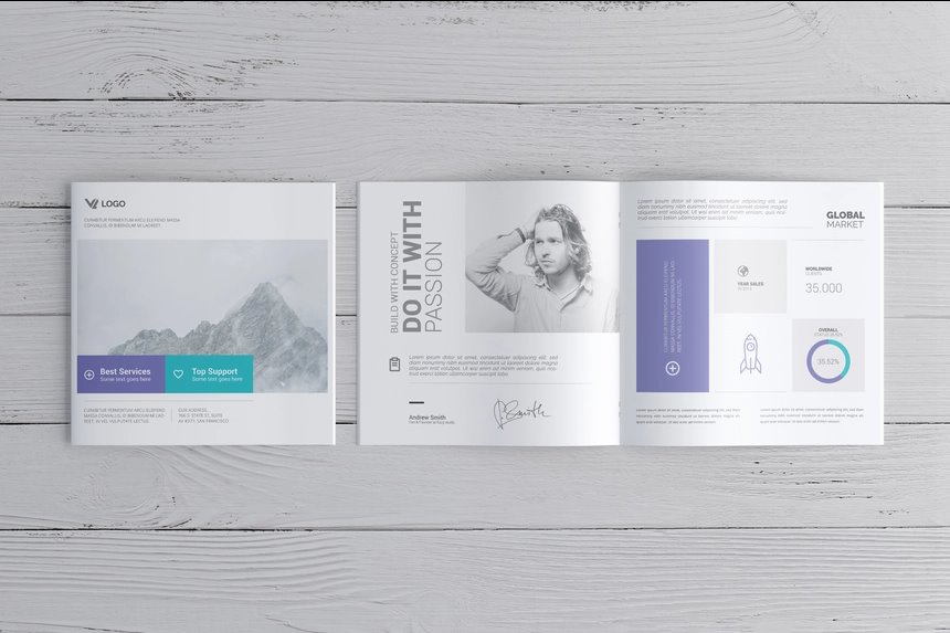3 Sights of Square Brochure Mockup FREE PSD