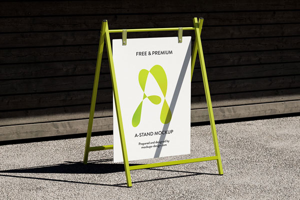 4 Metal A-Stand Mockups in Urban Setting FREE PSD