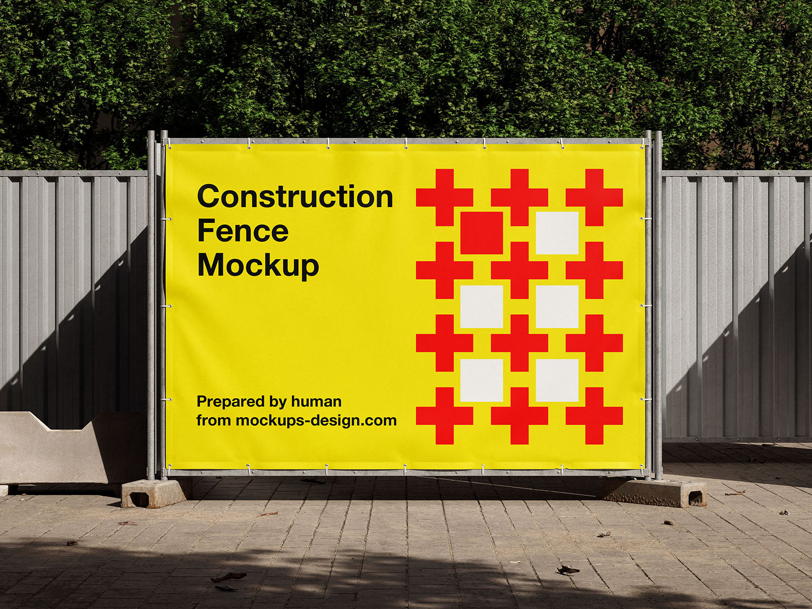 4 Mockups with Different Numbers of Construction Fence Banners FREE PSD